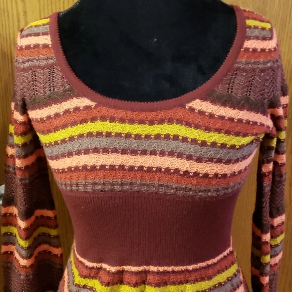 Free people striped ribbed sweater long orange